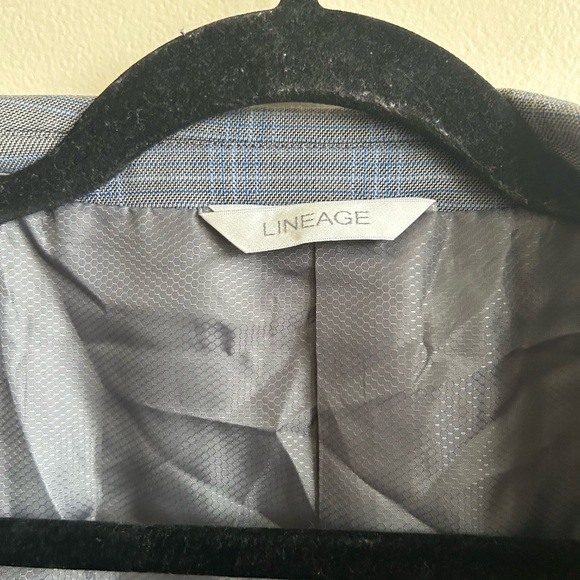 Lineage Mens Grey And Blue Plaid Blazer Suit Jacket 46 R - Picture 4 of 6